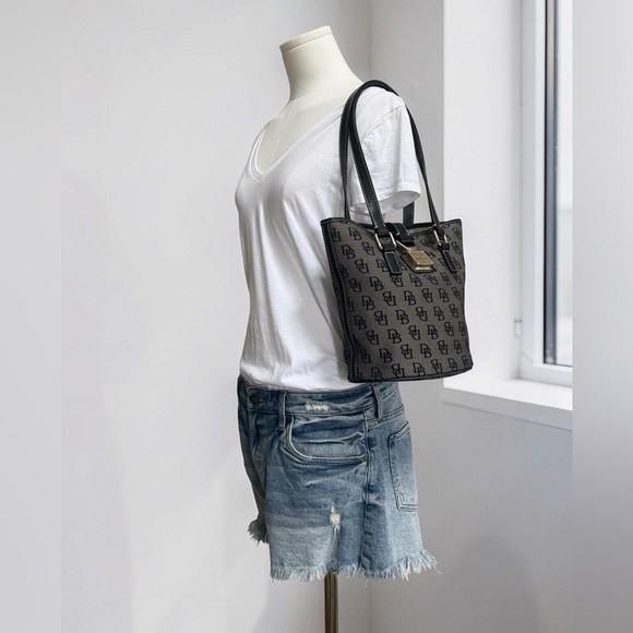Authentic Dooney & Bourke Monogram Black Grey Bucket Bag - Picture 14 of 14